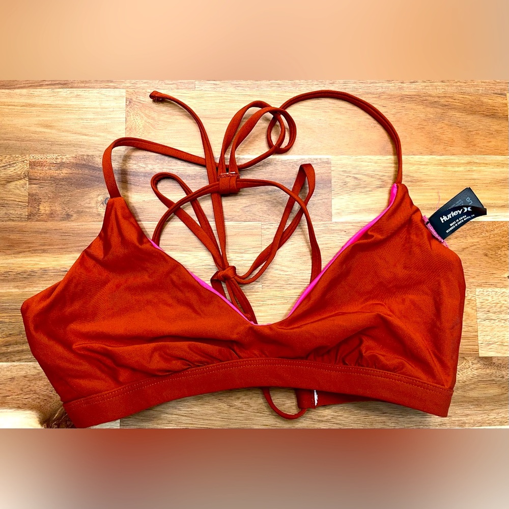 Hurley Red and Pink Women's Swim Top